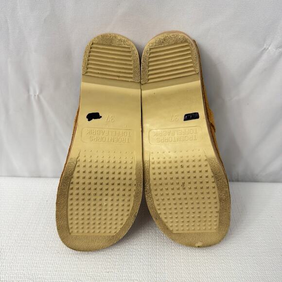 Troentorp Clogs Womens Size 7 Brown Tan Leather Slip On Wooden Sweden Mules 37 - Picture 11 of 11